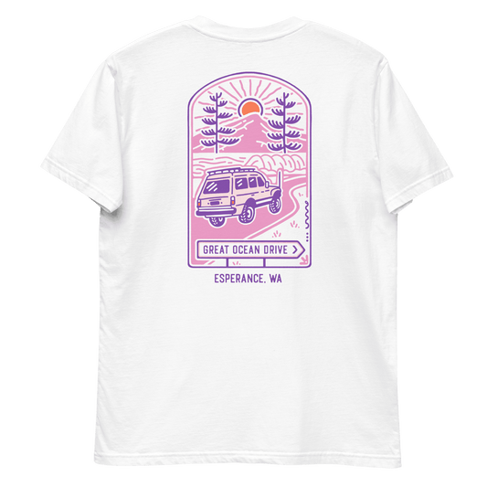 Esperance Foreshore Tee - White Pink - Getaway Crew