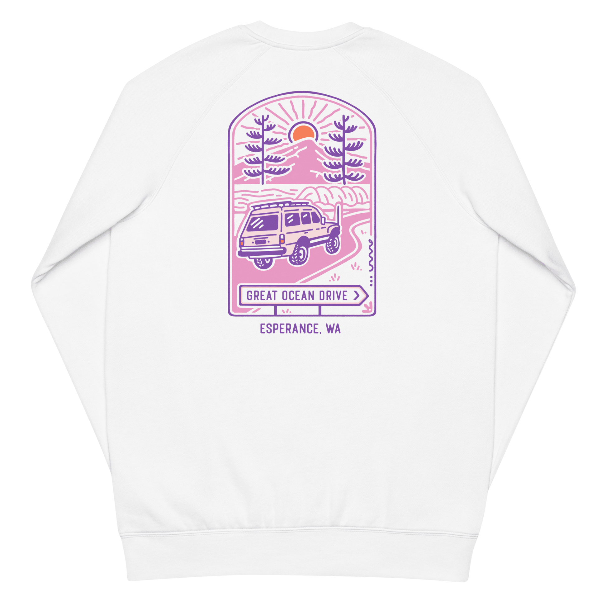 Esperance Foreshore Sweatshirt - White Pink - Getaway Crew